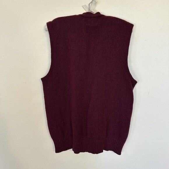 Vintage Robert Bruce Burgundy Wool Buttoned Mens Vest Size Large Academia - Picture 3 of 6